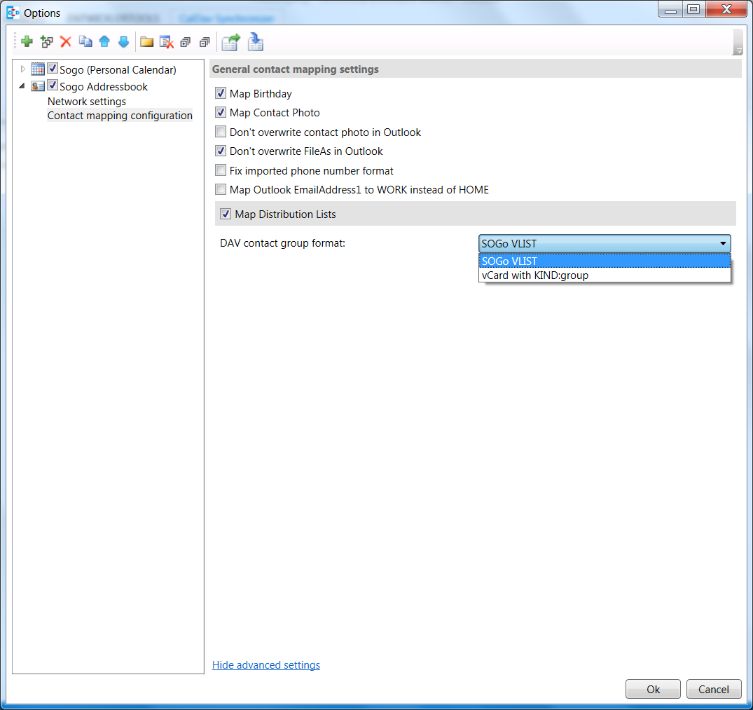 Contact mapping configuration